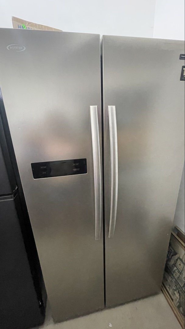 American Home Side-by-Side Inverter Refrigerator (Category: Refrigerators and Freezers) located in General Trias. Submitted by vb_824 (Listing ID 1446676919, Image 2). Description: 📍Lancaster, General Trias Honest Issue: - Dents - Nagamit na ang warranty. ( Compressor replaced ).