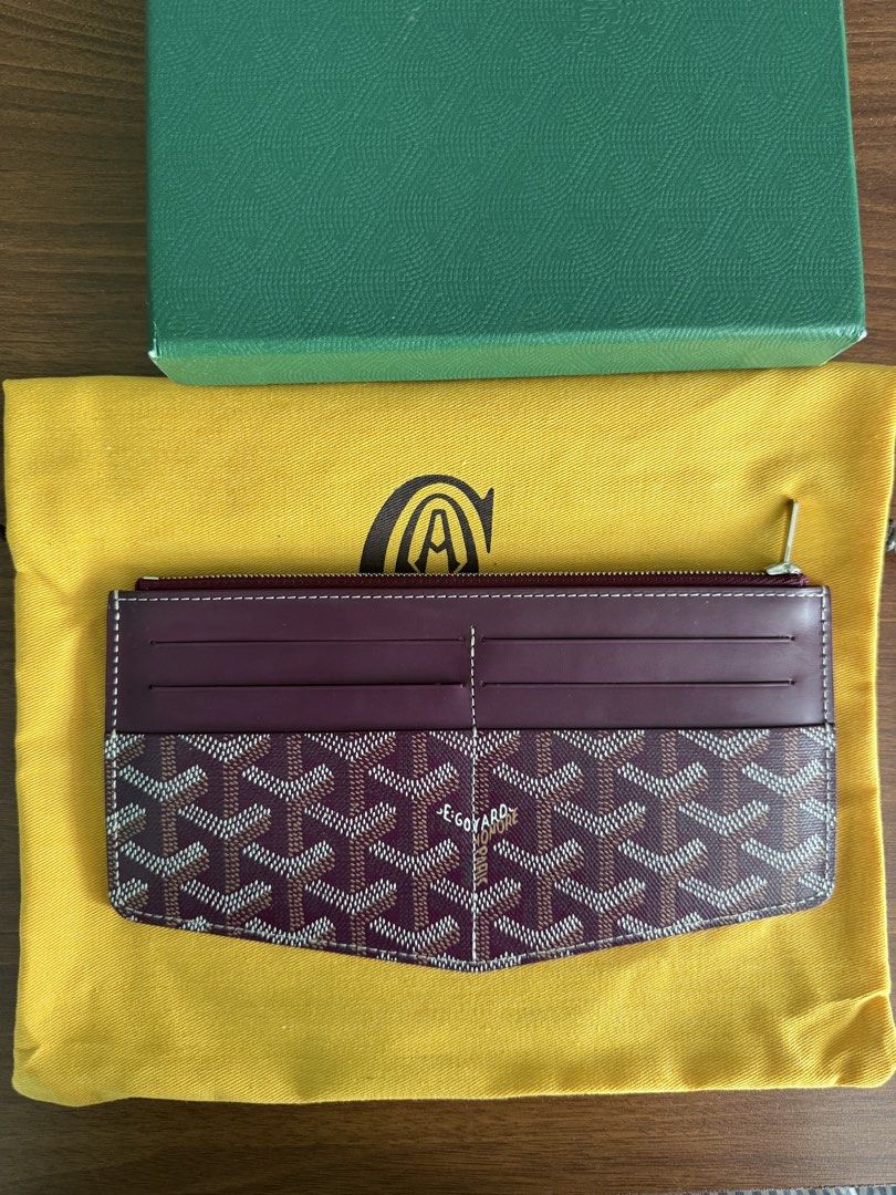 Authentic Goyard Cardholder Wallet (Category: Luxury Bags & Wallets) located in Manila. Submitted by annann1003 (Listing ID 1446614951, Image 1). Description: - Authentic Goyard cardholder in burgundy -comes with box, dustbag, paperbag -hardly used in perfect condition.