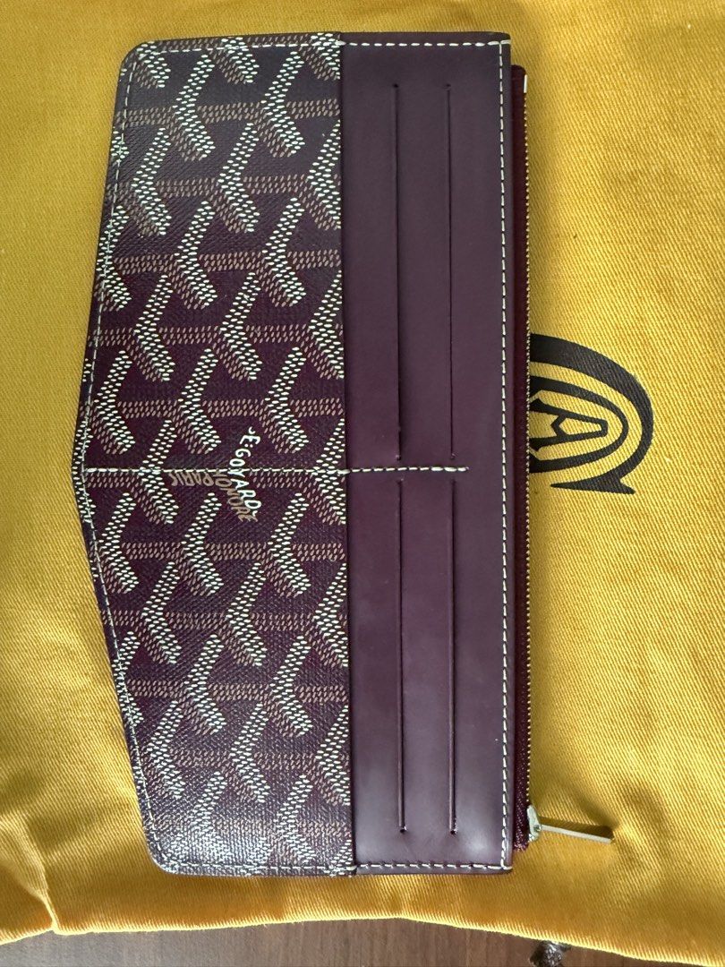 Authentic Goyard Cardholder Wallet (Category: Luxury Bags & Wallets) located in Manila. Submitted by annann1003 (Listing ID 1446614951, Image 2). Description: - Authentic Goyard cardholder in burgundy -comes with box, dustbag, paperbag -hardly used in perfect condition.
