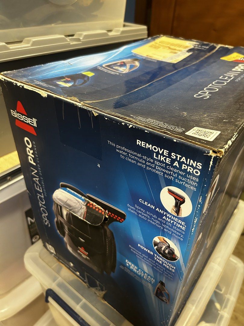 Bissell SpotClean Pro Portable Deep Cleaner (Category: Cleaning Tools & Supplies) located in Antipolo. Submitted by cl026 (Listing ID 1446722343, Image 2). Description: - Professional-style spot cleaner - Uses water, formula, and powerful suction - Cleans carpets, rugs, upholstery, stairs, and car interiors - Powerful suction removes dirt and stains - Deep clean and protect with Bissell 2X formula - BRAND NEW!!!! - 110V - bought from the US.