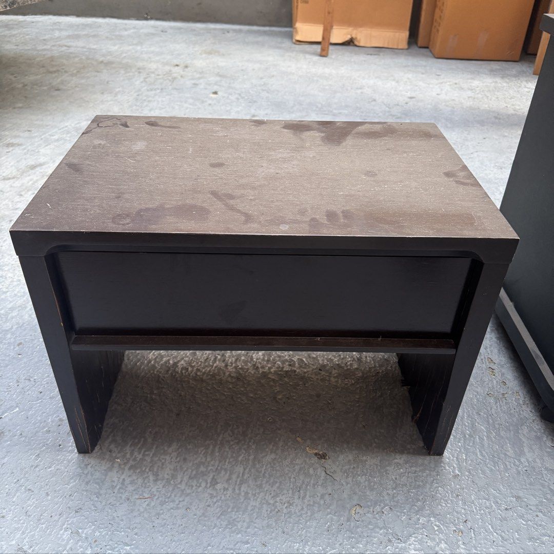 Black Bedside Table with Drawer (Category: Tables & Sets) located in Quezon City. Submitted by hokhokkk (Listing ID 1446615226, Image 1). Description: .