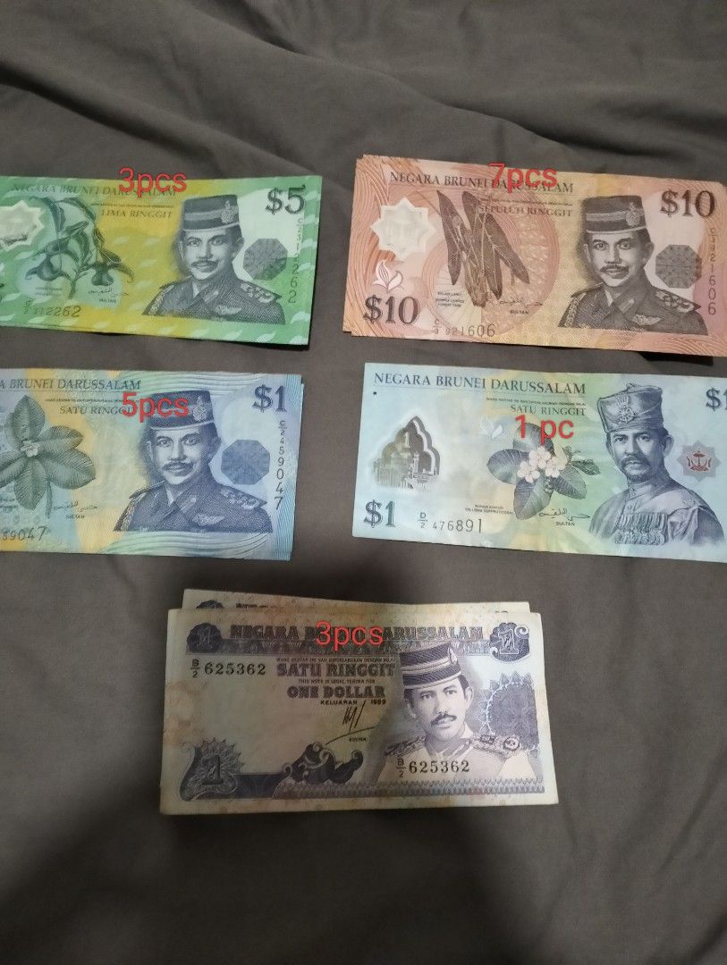 Brunei Notes (Category: Currency) located in Singapore. Submitted by hkyenvironmentalservices (Listing ID 1446559883, Image 1). Description: Hi make your offer for all selling all in one goal rather . please see the amt of pcs indicated. Thank you..