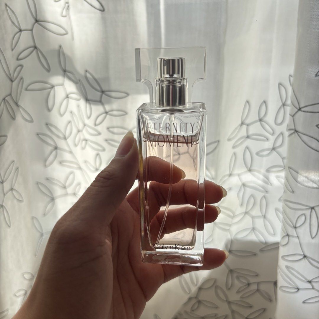 Calvin Klein Eternity Moment Eau de Parfum Spray 30ml (Category: Fragrance & Deodorants) located in Binan City. Submitted by kpreloved___ (Listing ID 1446616484, Image 3). Description: - Calvin Klein Eternity Moment Eau de Parfum - 30ml spray bottle Not a tester, 100% authentic - Includes original box - Ideal for everyday use 90% remaining.