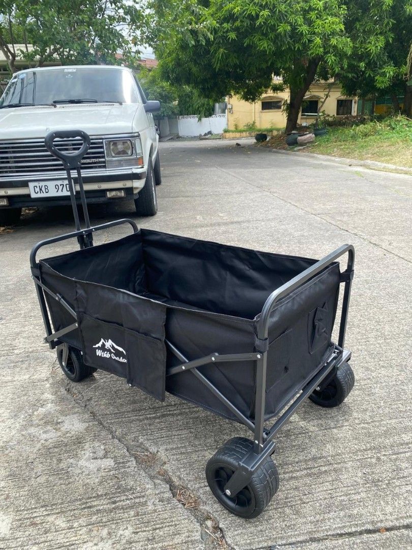 Camping trolley wagon XXXL (Category: Hiking & Camping) located in Manila. Submitted by shairatorres (Listing ID 1446538355, Image 3). Description: Foldable wagon, perfect for camping, beach, or groceries. Easy to set up/fold. Sturdy handle, durable wheels, spacious. Get yours now!.