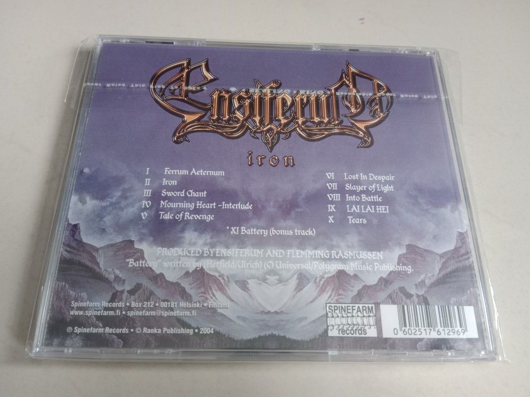 CD ENSIFERUM (Category: CDs & DVDs) located in Kuala Lumpur. Submitted by hr6513718 (Listing ID 1446576266, Image 2). Description: CD BAND ENSIFERUM CONDITION LIKE NEW ORIGINAL CD.