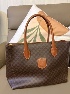 Celine Macadam Canvas Leather Tote Bag