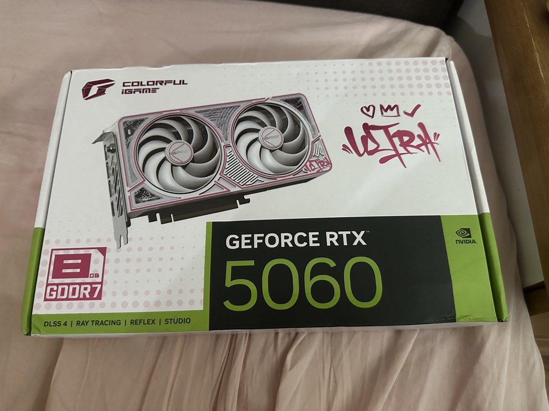 Colorful iGame GeForce RTX 5060 ULTRA Graphics Card (Category: Computer Parts) located in Kuala Lumpur. Submitted by rockey19980817 (Listing ID 1446584854, Image 1). Description: - Colorful iGame GeForce RTX 5060 ULTRA Graphics Card - 8GB GDDR6 Memory - Supports DLSS 4, Ray Tracing, and Reflex - Ideal for Gaming and Creative Work - Comes with Original Packaging and Quick Guide - Please check photos for condition details - Got 2 year warranty left