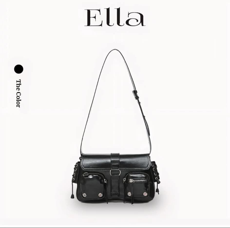 Ella Black Shoulder Bag with Multiple Pockets Concert Bag (Category: Shoulder Bags) located in Manila. Submitted by swoodeul (Listing ID 1446704471, Image 1). Description: - Ella black shoulder bag - Main compartment with internal pocket - Two front pockets with zippers - Two smaller flap pockets - Long adjustable strap - Ideal for everyday use - Fits a 6.4-inch phone BRAND NEW RFS: preferred white.