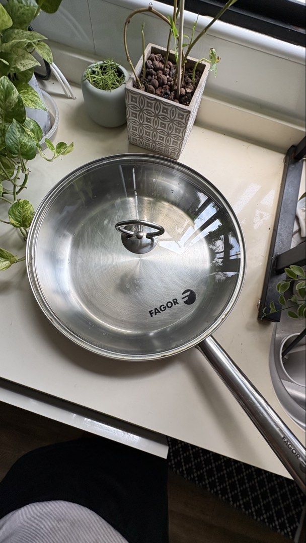 Fagor Stainless Steel Frying Pan with Glass Lid