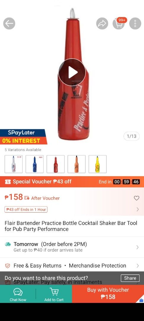 Flair Bartender Bartending Practice Tool Bottle Cocktail Shaker Pub Party Performance Training (Category: Water Bottles & Tumblers) located in Rizal. Submitted by lockelocke_ (Listing ID 1446690841, Image 2). Description: .