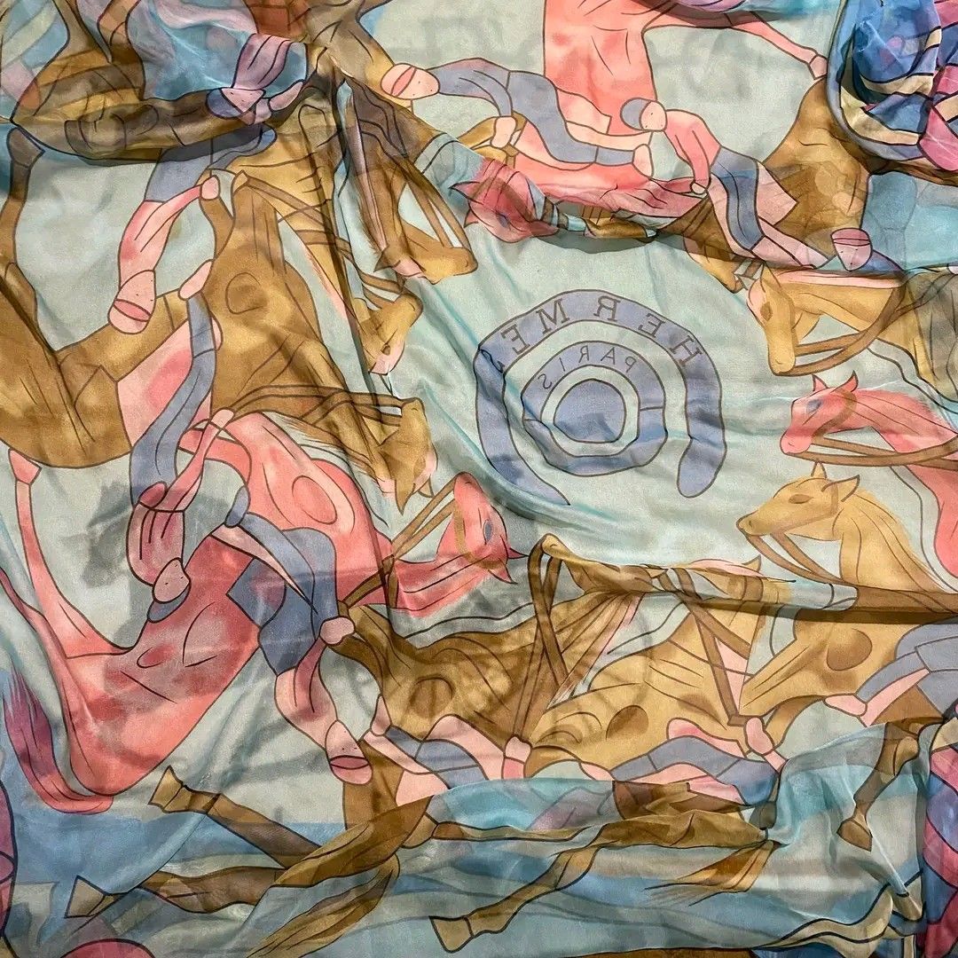 Hermes Silk Scarf (Category: Luxury Accessories) located in Manila. Submitted by bidgeyow20688 (Listing ID 1446698508, Image 3). Description: good condition issue minimal runs jnt or pickup via lalamove.