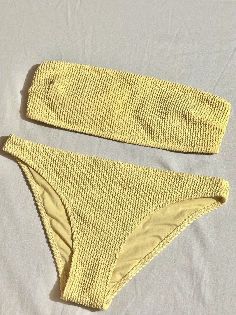 H&M Yellow Textured Bikini Set - size small to medium (Category: Bikinis & Swimsuits) located in Quezon City. Submitted by lovemarga (Listing ID 1446650292, Image 1). Description: .