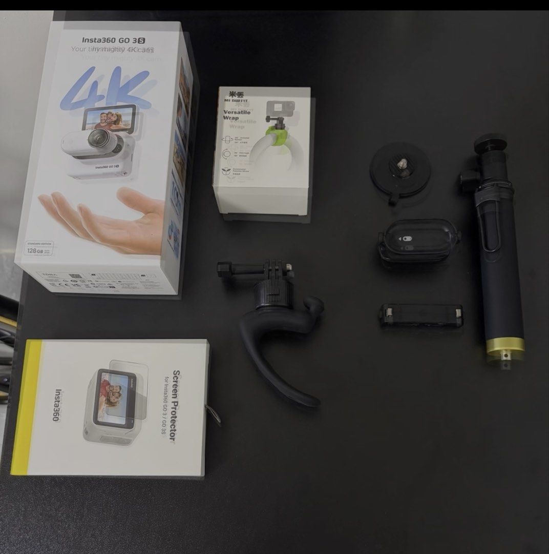 Insta360 GO 3S Action Camera 128 with Accessories (Category: Cameras) located in Manila. Submitted by 1musiq (Listing ID 1446564131, Image 1). Description: - Slightly negotiable, no issues -RFS: Decluttering - Comes with original box, but no case - 128 Storage - Various Accessories (as pictured) - Bonus: Screen Protector and lens guard installed - Ideal for capturing adventures.