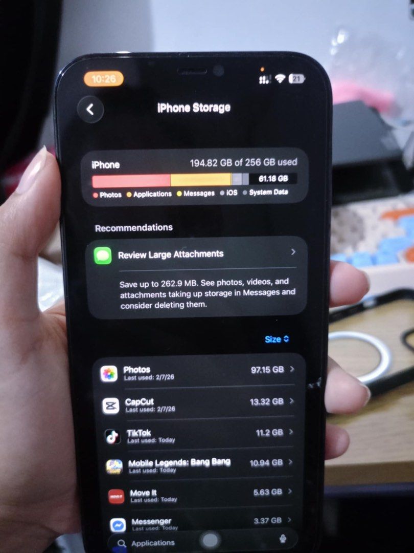 Iphone 12 promax (Category: iPhone 12 Series) located in Mandaluyong City. Submitted by angel2052427 (Listing ID 1446701036, Image 3). Description: iphone 12 promax 256 GB 76% battery health Blue FU any sim/esim For sale or swap to 14 promax or 15 promax.