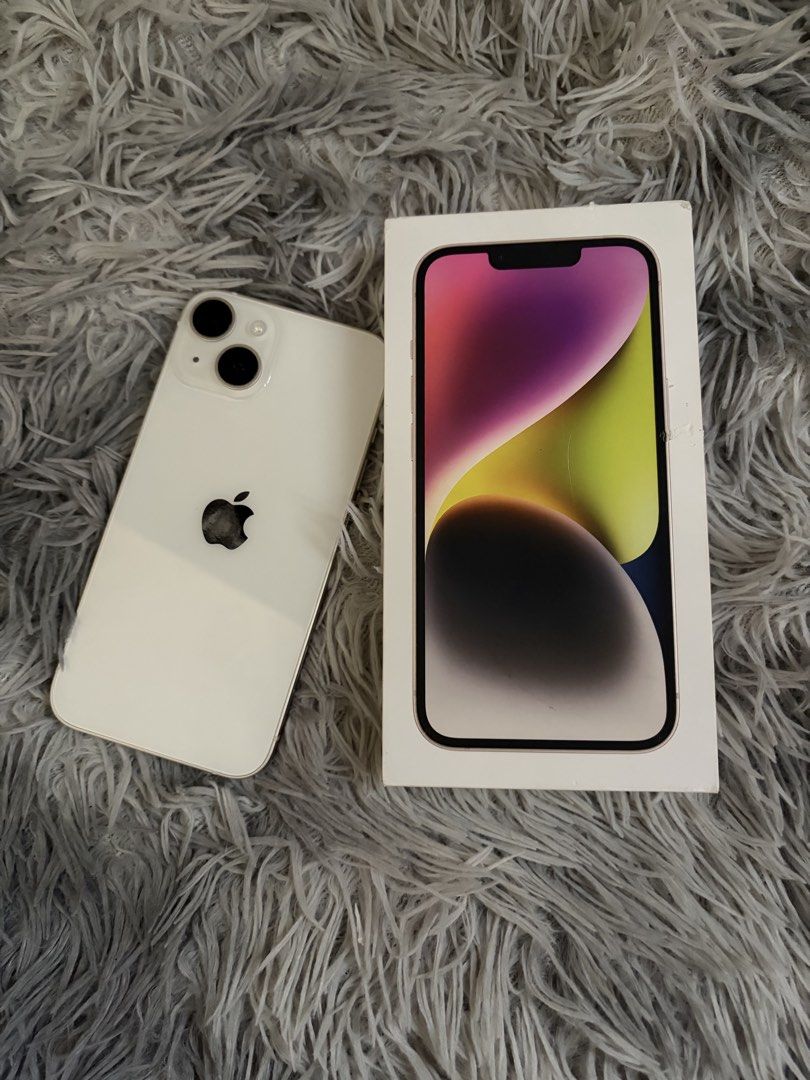 Iphone 14 Starlight 128gb (Category: iPhone 14 Series) located in Manila. Submitted by elle_venice (Listing ID 1446711411, Image 1). Description: Specs & condition: * 100% batt health - bought May 28, 2026 (1 month old) * Globe locked - globe/tm sim only * No issue, no repair history, no dents * Complete box, charger, free case + tempered Loc: Imus Cavite.