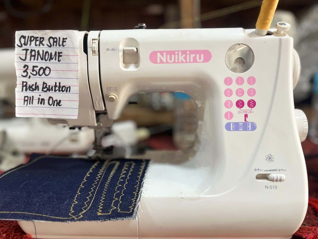 Janome Nuikiru AG-001 Sewing Machine - Push Button All in One (Category: Craft Supplies & Tools) located in Manila. Submitted by ryza_1219 (Listing ID 1446559734, Image 2). Description: japan surplus, slightly used, no issue, ready to use, 1 year warranty., Janome Nuikiru AG-001 sewing machine. Push button operation. All in one functionality. Great for various sewing tasks. Tested and working. Price is 3,500. .