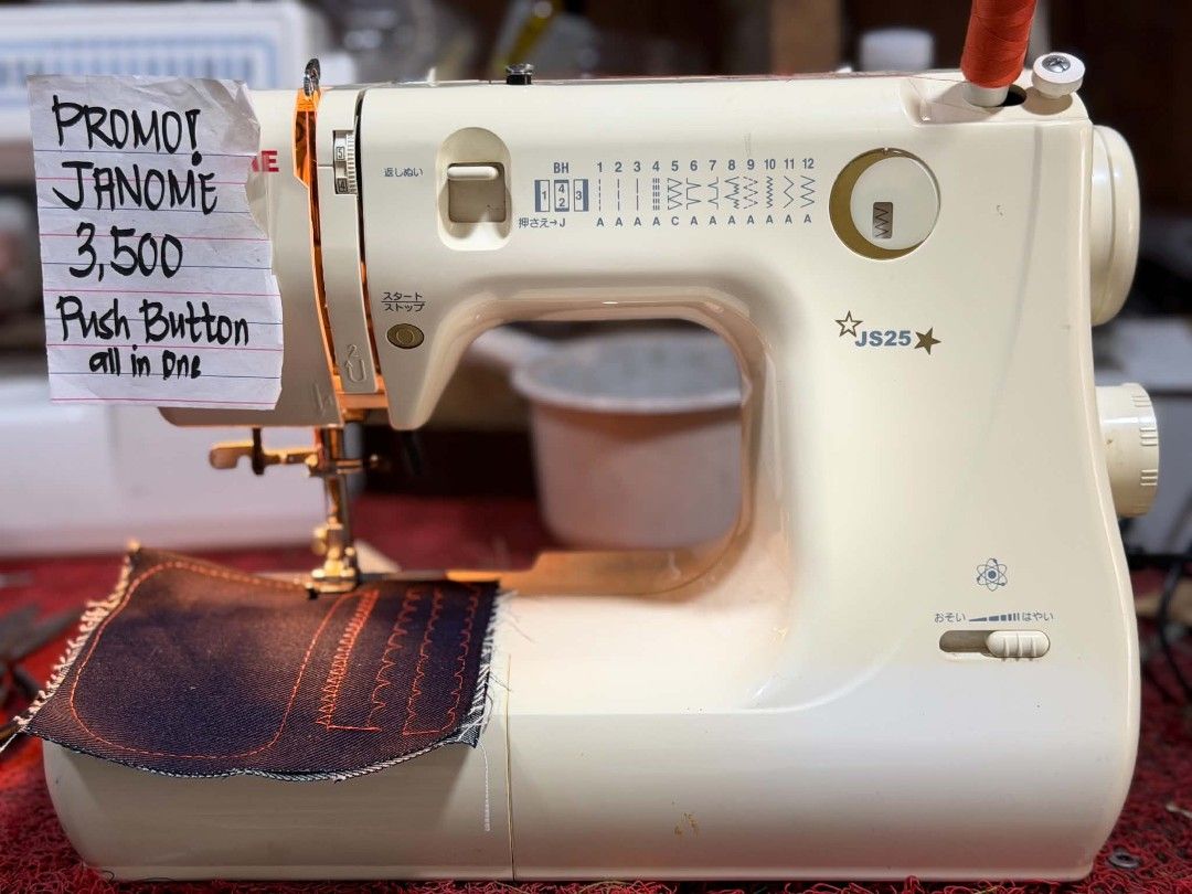 Janome Nuikiru AG-001 Sewing Machine - Push Button All in One (Category: Craft Supplies & Tools) located in Manila. Submitted by ryza_1219 (Listing ID 1446559734, Image 3). Description: japan surplus, slightly used, no issue, ready to use, 1 year warranty., Janome Nuikiru AG-001 sewing machine. Push button operation. All in one functionality. Great for various sewing tasks. Tested and working. Price is 3,500. .