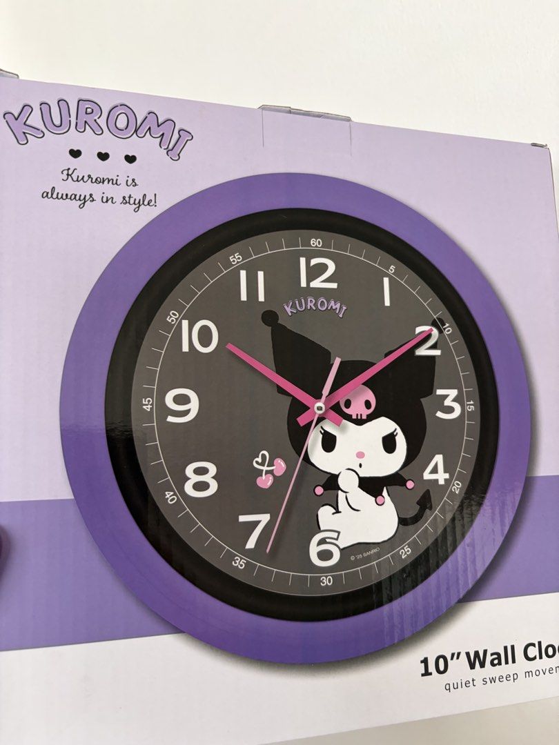 Kuromi wall clock (Category: Clocks) located in Rizal. Submitted by katmandulovesmakeup (Listing ID 1446594772, Image 2). Description: Bnew 10 inches kuromi clock Super cute.