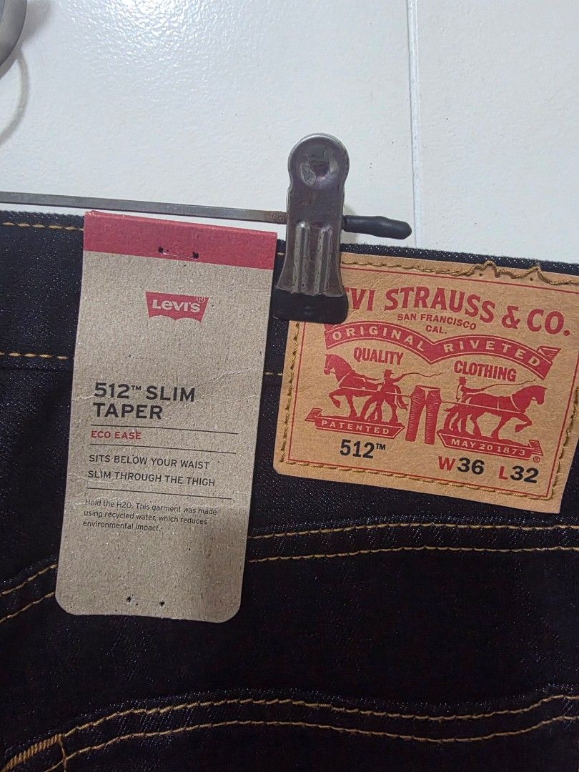 Levi's 512 Slim Taper Jeans (Category: Jeans) located in Manila. Submitted by sound.solution (Listing ID 1446546164, Image 3). Description: - Brand New Levi's 512 Slim Taper Jeans - Color: Dark Wash Denim - Size: 36 Waist, 32 Length - Fit: Sits below the waist, slim through the thigh with a taper - Condition: Brand new with tags authentic and original.