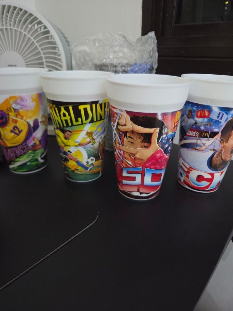 McDonalds Limited Edition World Cup Cup Son Beckham Ronaldinho Grimace