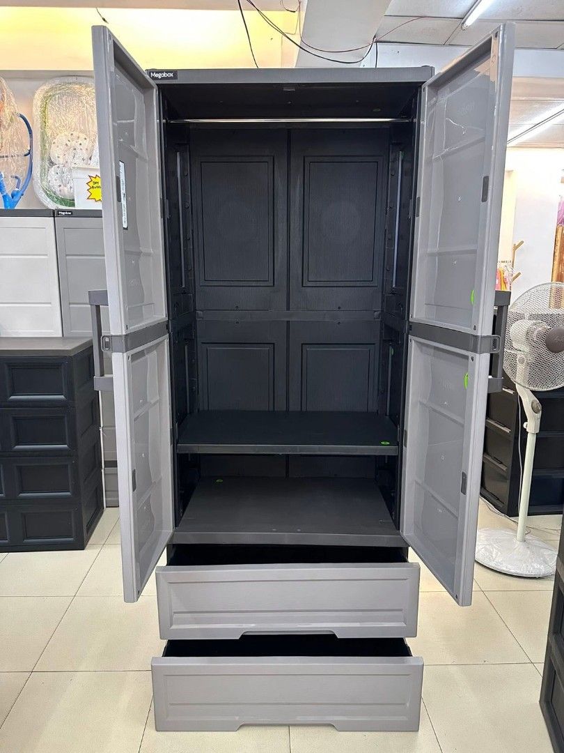 Megabox drawers and wardrobe cabinets (Category: Shelves, Cabinets & Racks) located in Manila. Submitted by shairatorres (Listing ID 1446538615, Image 2). Description: Easy-assemble plastic wardrobe with bottom drawers. Perfect for organizing clothes and more. Sturdy and practical. Multiple units available..