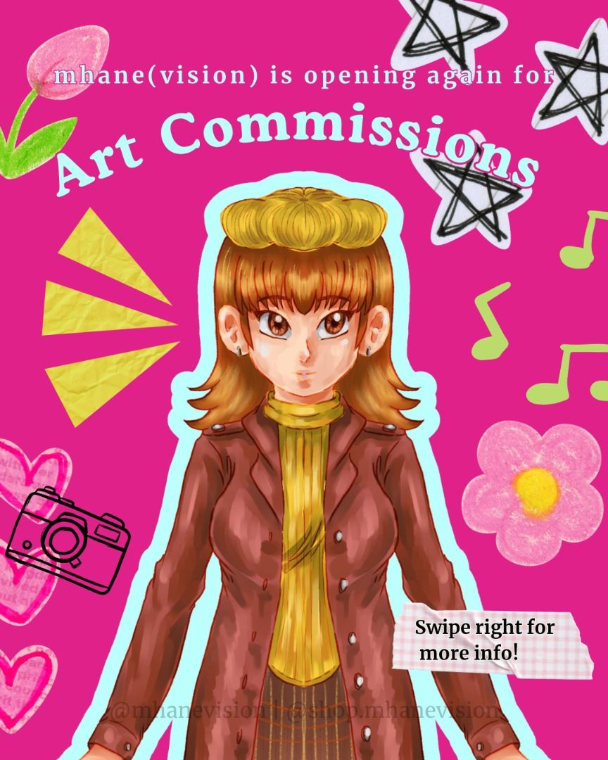 Opening for Art Commissions! (Category: Art & Prints) located in Taguig. Submitted by mhaneou (Listing ID 1446684916, Image 1). Description: Good day! Hope you have a great day so far. Thought I have to extend my digital art services here. Hi, everyone! Hope you guys have a fantastic start of the month so far. I'm opening 4-6 slots for this month - all for character art / illustration / lettering art. Styles and price points are as shown in the p