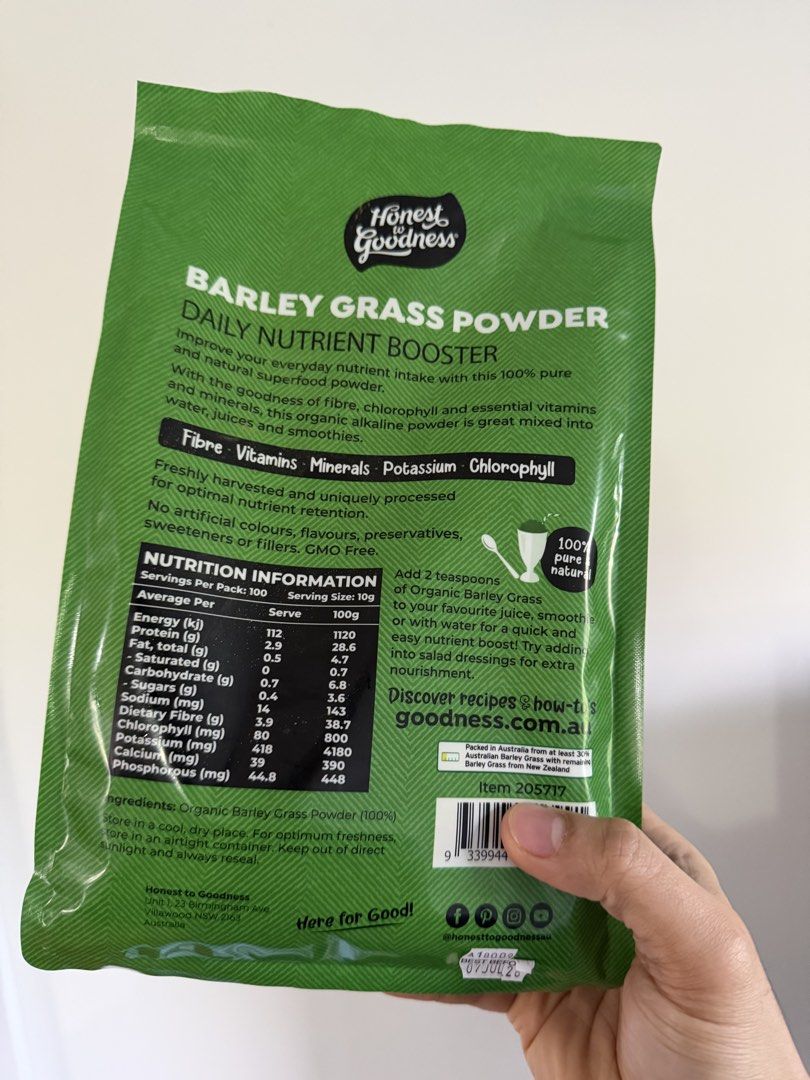 ORGANIC BARLEY GRASS (Category: Health Food, Drinks & Tonics) located in Las Pinas. Submitted by arrozal.marknoel (Listing ID 1446604829, Image 2). Description: PRE ORDER ORGANIC BARLEY GRASS 1KG Php 3,200 From Australia DP Required for confirmed orders ETA: July 19, 2026.