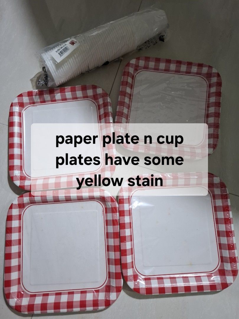 Paper Plates and Cups Set with Red Gingham Pattern495782497543802880