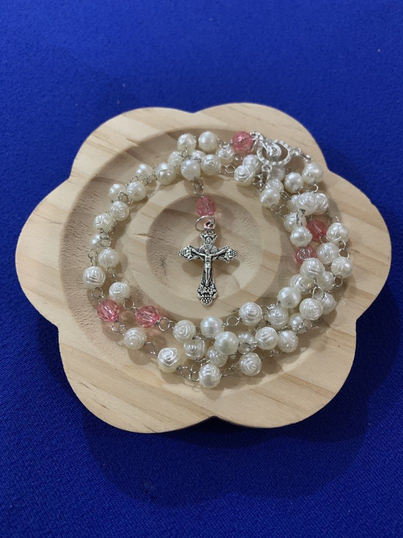 Pearl Rosary Beads with Cross Charm (Category: Charms) located in Makati City. Submitted by cordero1223 (Listing ID 1446720575, Image 3). Description: - Beautiful pearl rosary beads - Available with gold or silver tone crosses - Some feature small accent beads in purple, pink, or blue - Handmade with care - Ideal for prayer or as a thoughtful gift - Message for details on specific designs.