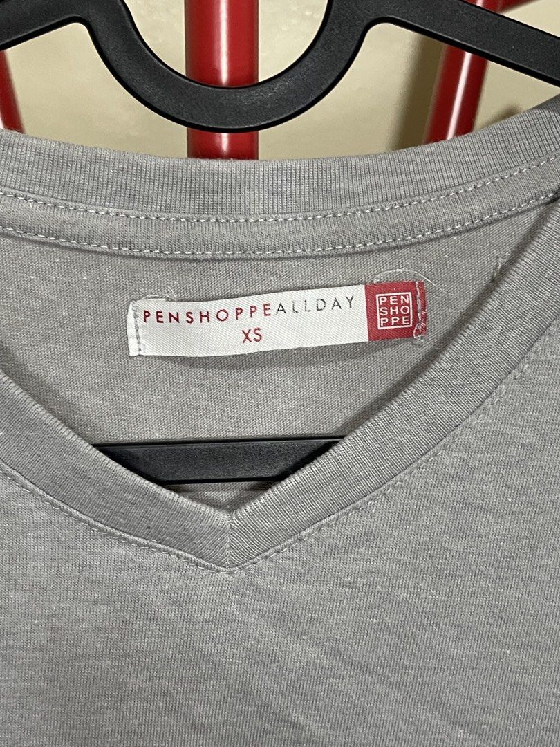 Penshoppe All Day Shirt Bundle (Category: Shirts) located in Manila. Submitted by talas.pieces (Listing ID 1436891025, Image 3). Description: ⭐️PM for dimensions ⭐️ Buy as bundle (PM if interested for individual) - SIZE: WHITE SMALL - SIZE: GRAY XS - Penshoppe All Day Round Neck White Semi Fit shirt SMALL - Penshoppe All Day V Neck Gray Shirt XS - Basic Tee, Basic Shirt.