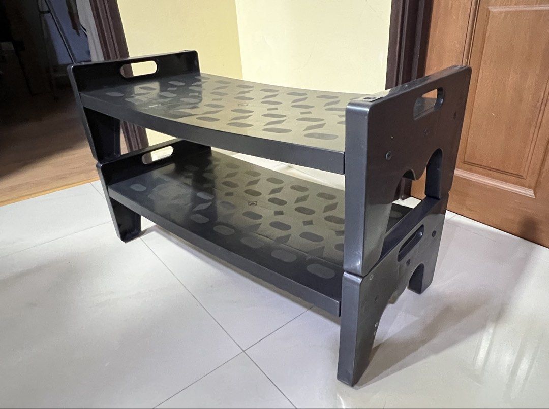 Plastic Shoe Rack Stackable Double Layer (Category: Shelves, Cabinets & Racks) located in Kuala Lumpur. Submitted by annakato (Listing ID 1446689972, Image 1). Description: Plastic Shoe Rack Stackable Double Layer Good Condition as per photos 🇲🇾Pickup at Bandar Mahkota Cheras.