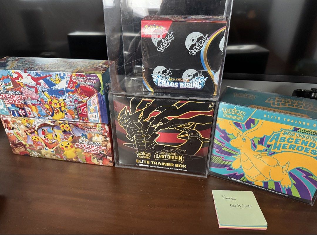 Pokemon Elite Trainer Boxes & Special Boxes (Category: Card Boxes & Cases) located in Pasay City. Submitted by shirvin (Listing ID 1446704662, Image 1). Description: FS/FT Sealed Boxes Pokemon Selling sealed products below Collectr pricing Chaos Rising BB: 13k (~90% collectr) Pokemon Center Fukuoka: 10.5k (~85% collectr) Pokemon Center Tohoku: 8k (~75% collectr) Ascended Heroes ETB: 11k Lost Origin ETB: 15k Negotiable and also open to trades for 