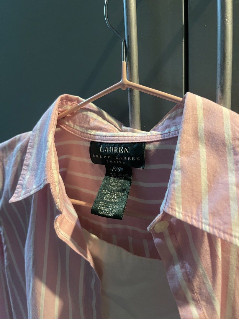 Ralph Lauren Pink Striped Button-Up Shirt (Category: Shirts) located in Manila. Submitted by stargirl05 (Listing ID 1446646824, Image 2). Description: - Brand: Lauren Ralph Lauren - Color: Pink and white stripes - Size: P/S - Style: Classic collared button-up with chest pocket - Occasion: Great for casual wear or layering.
