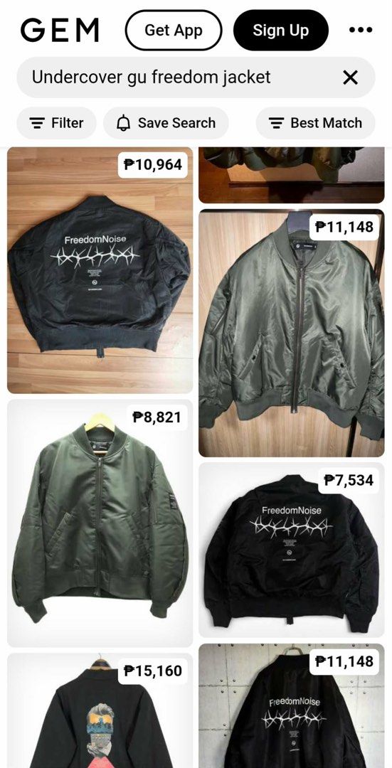 RARE Undercover GU Freedom Noise Bomber Jacket (Category: Coats, Jackets and Outerwear) located in Manila. Submitted by ram.finds (Listing ID 1446668164, Image 3). Description: RARE Black bomber jacket with 'FreedomNoise' graphic on the back. NO ISSUES SIZE SMALL 24by24 NEGOTIABLE.