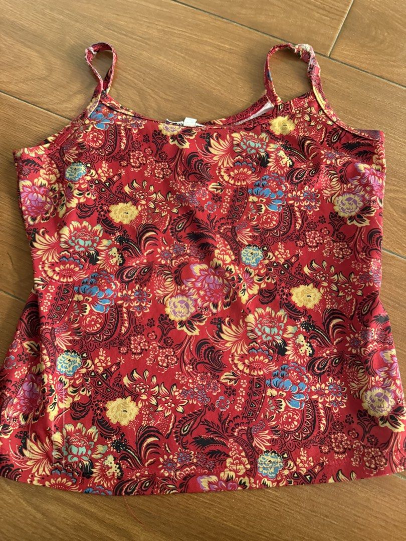 Red Floral Print Spaghetti Strap Tank Top (Category: Babies & Kids Fashion) located in Bulacan. Submitted by emjay_17 (Listing ID 1446632712, Image 3). Description: - Eye-catching red tank top - Features a vibrant floral and paisley print - Thin spaghetti straps - Made with stretchy material for a comfortable fit - Versatile: great for layering or wearing on its own - Easy to pair with jeans or shorts.