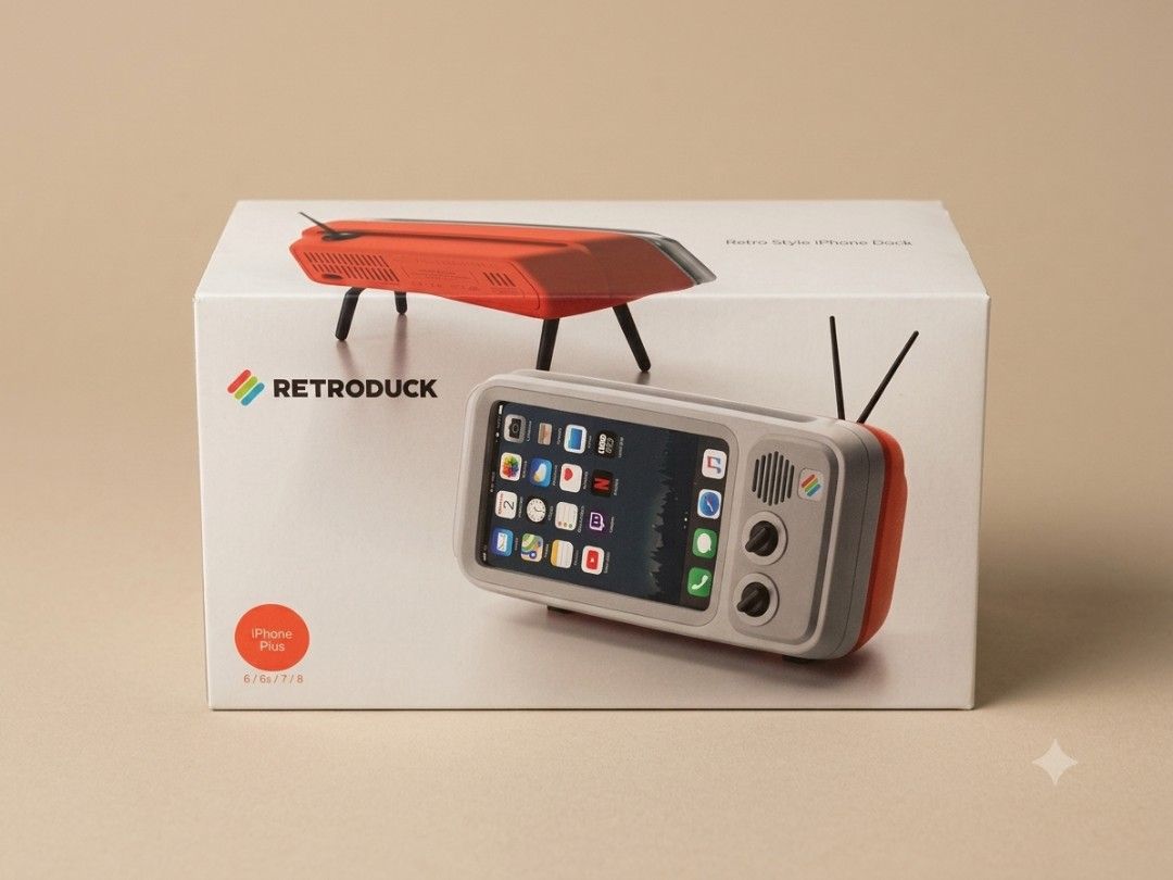Retroduck Vintage-Style Phone Dock ( Iphone 6-8) (Category: Vintage Collectibles) located in Quezon City. Submitted by lem1998 (Listing ID 1446711021, Image 3). Description: Give your desk a touch of nostalgia with this unique Retroduck phone stand! Designed to look like a classic vintage television, it’s the perfect accessory for showcasing your phone while it charges or plays media. ​Design: Retro television aesthetic. ​Compatibility: Specifica