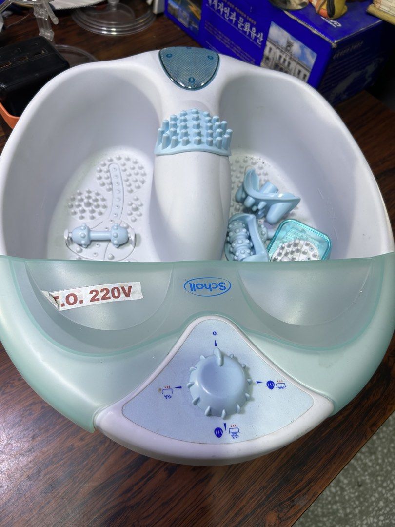 Scholl Foot Spa Massager with Attachments (Category: Massage Devices) located in Manila. Submitted by starbalesukandjapansurplus (Listing ID 1446562584, Image 2). Description: - Experience ultimate relaxation with the Scholl Foot Spa. - Features a soothing heating function for tired feet. - Comes with various massage attachments for a customized experience. - Adjustable settings to control your massage intensity. - Operates on 220V power supply..