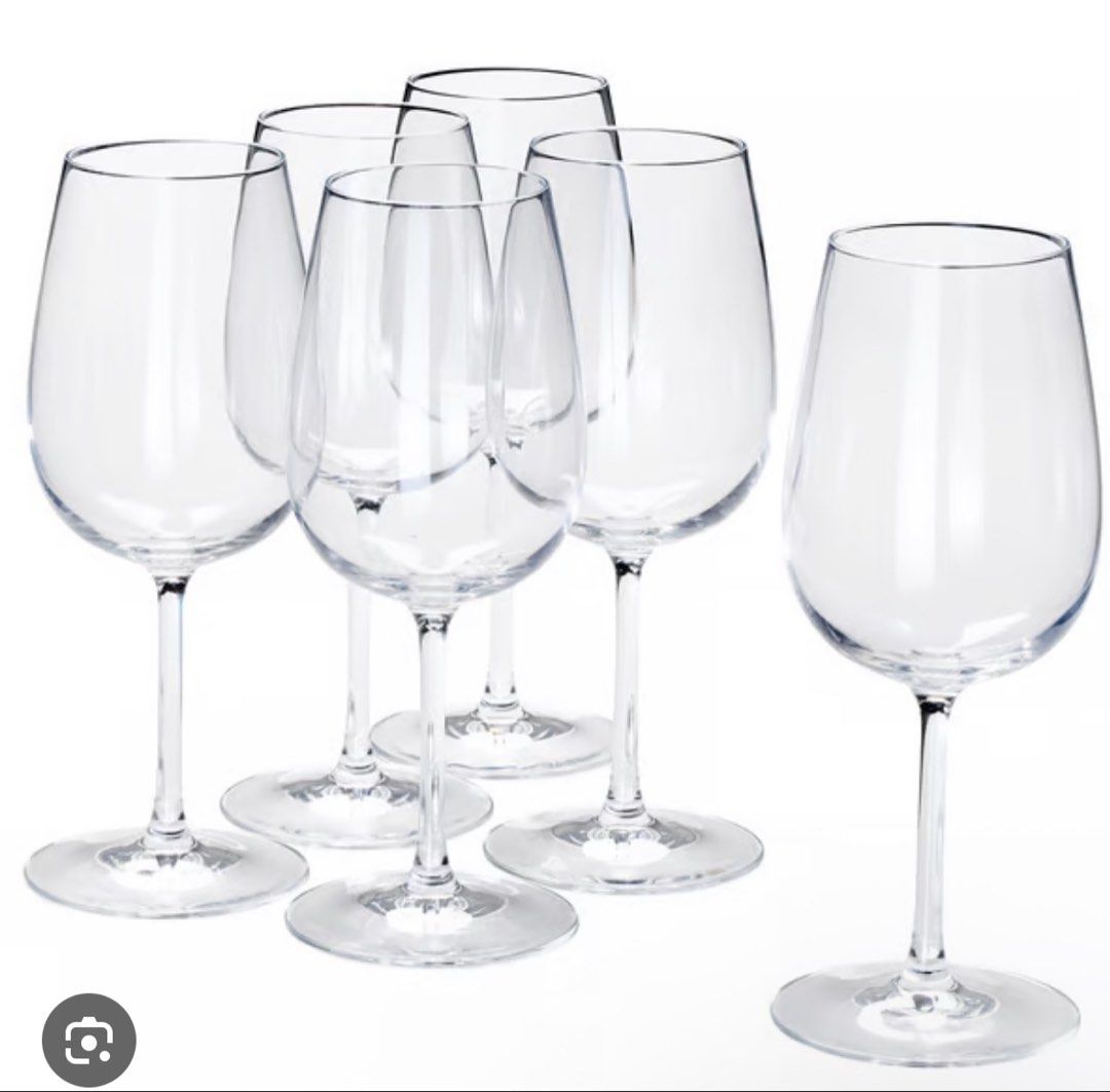 Set of 6 Clear Wine Glasses
