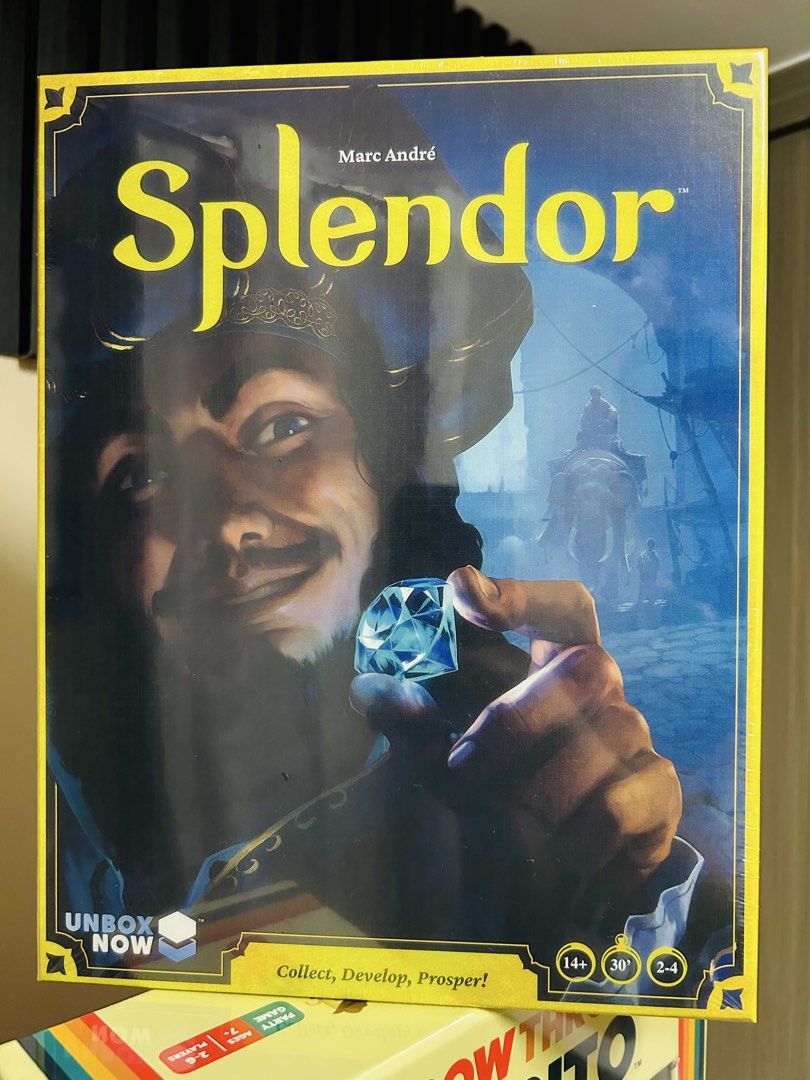 Splendor Board Game (Category: Board Games & Puzzles) located in Quezon City. Submitted by playboxph (Listing ID 1446616636, Image 1). Description: - Game: Splendor Board Game - Players: 2-4 - Age: 14+ - Playtime: Approx. 30 minutes - Objective: Collect gems and develop prestige - Ideal for: Fun game nights - Theme: Collect, develop, and prosper!.