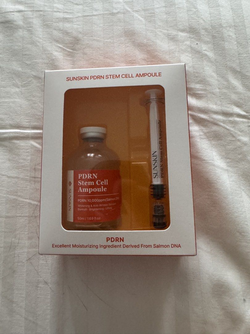 SUNSKIN PDRN Stem Cell Ampoule - Excellent Moisturizing Ingredient (Category: Face Care) located in Quezon City. Submitted by prettyme23 (Listing ID 1446700915, Image 1). Description: - SUNSKIN PDRN Stem Cell Ampoule - Whitening, Anti-Wrinkle, Brightening - Contains 10,000ppm PDRN (Salmon DNA) - Excellent Moisturizing Properties - 50ml / 1.69 fl.oz - Made in Korea.
