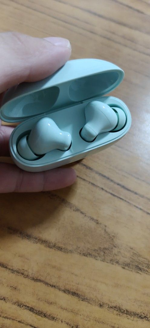 Light Blue Wireless Earbuds with Charging Case For Sale
