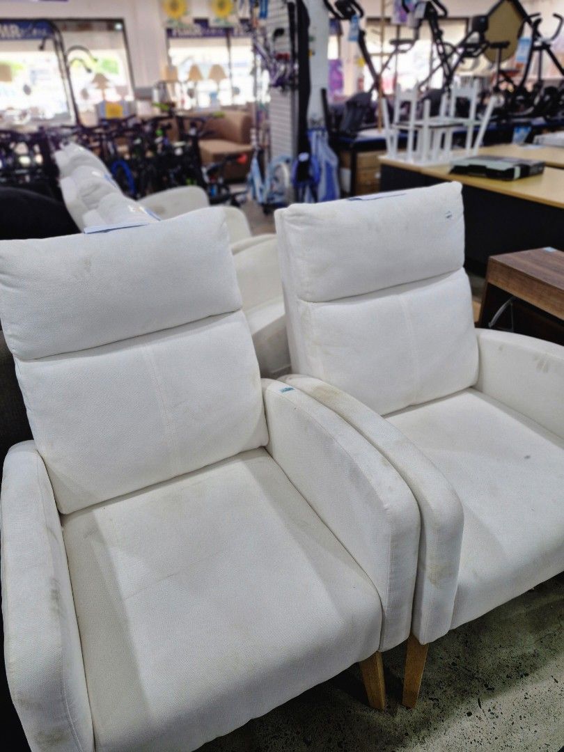 White Sofa Couch (Category: Sofas) located in Manila. Submitted by johnrayc1 (Listing ID 1446560838, Image 1). Description: - White sofa with a sectional appearance - Removable cushions for easy cleaning and arrangement - Sturdy wooden legs - Minor marks on fabric (priced accordingly) - Ideal for living rooms, lounges, or any relaxation space - Requires a good cleaning.