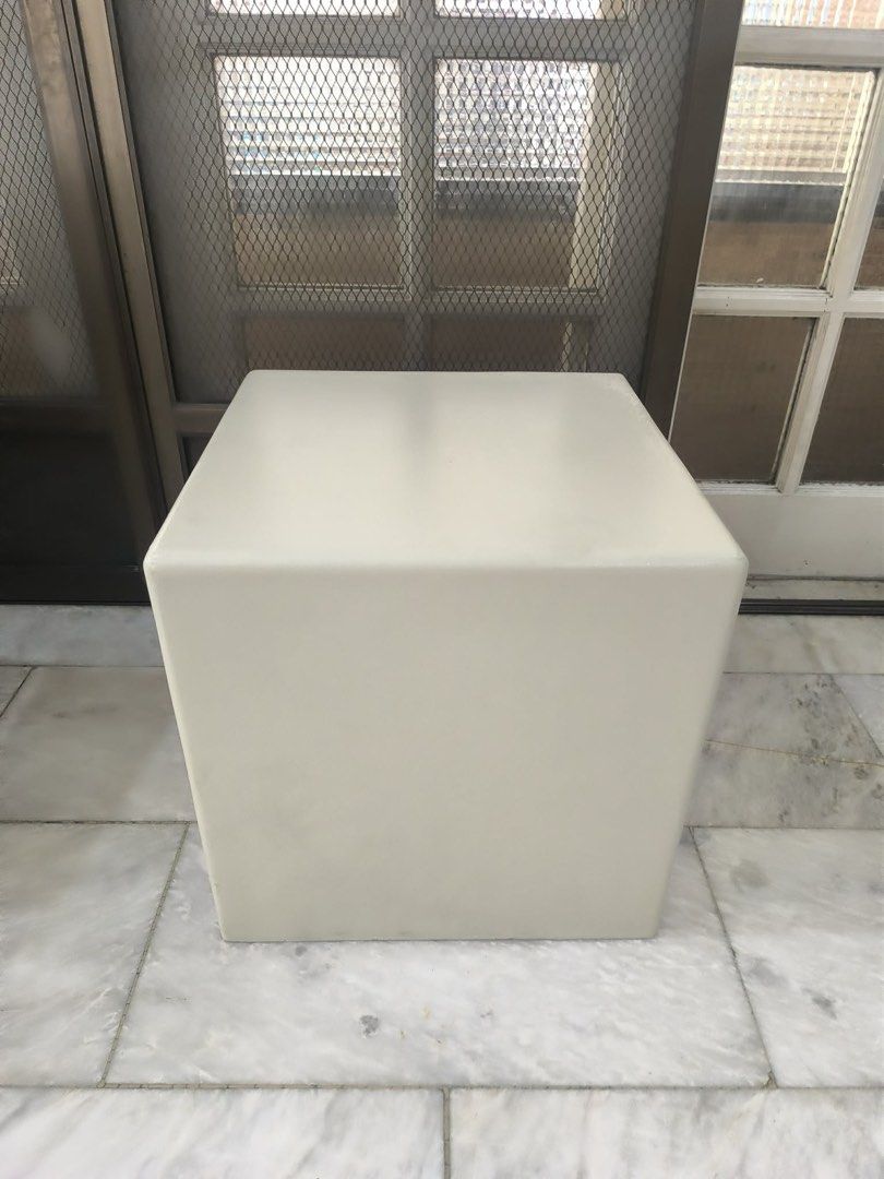 Wood White Cube Ottoman / Stool for rent or purchase (Category: Chairs) located in Taguig. Submitted by treizie (Listing ID 1446707475, Image 1). Description: - White cube stool/ottoman - made of wood - good to use for events and gatherings - Doubles as a side table or extra seating - Simple and modern design -18x18”.