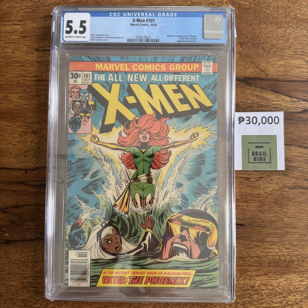 X-Men #101 CGC 5.5 Jean Grey Phoenix Gambit Wolverine Cyclops (Category: Comics & Manga) located in Manila. Submitted by zoomeum (Listing ID 1446705209, Image 1). Description: For more high end books and for reference/proof of legitimacy, visit my page at Grail Bins PH 😁.