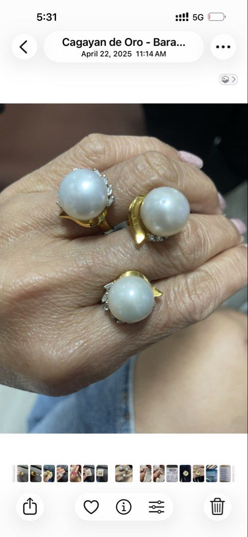 3 Gold Pearl Rings with Diamonds (Category: Rings) located in Cagayan de Oro. Submitted by berjay (Listing ID 1441604388, Image 1). Description: - Set of three gold rings 18k 26.8 grams - Each ring features a large pearl 13mm each - Accented with diamonds princess cut - Ideal for stacking or individual wear - Classic and beautiful design - Perfect for any occasion - Sold as a set .