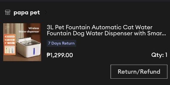 3L Pet Fountain Automatic Water Dispenser (Category: Homes & Other Pet Accessories) located in Taguig. Submitted by ezrahmae (Listing ID 1441758566, Image 3). Description: Got it from Laz for 1,300php. Works on type c charger + fillers are easily available online RFS: Upgraded to a different one + additional cat food funds for my kitties. Note: Delivery fee is shouldered by buyers. Location: Dreamland Subd, Taguig..