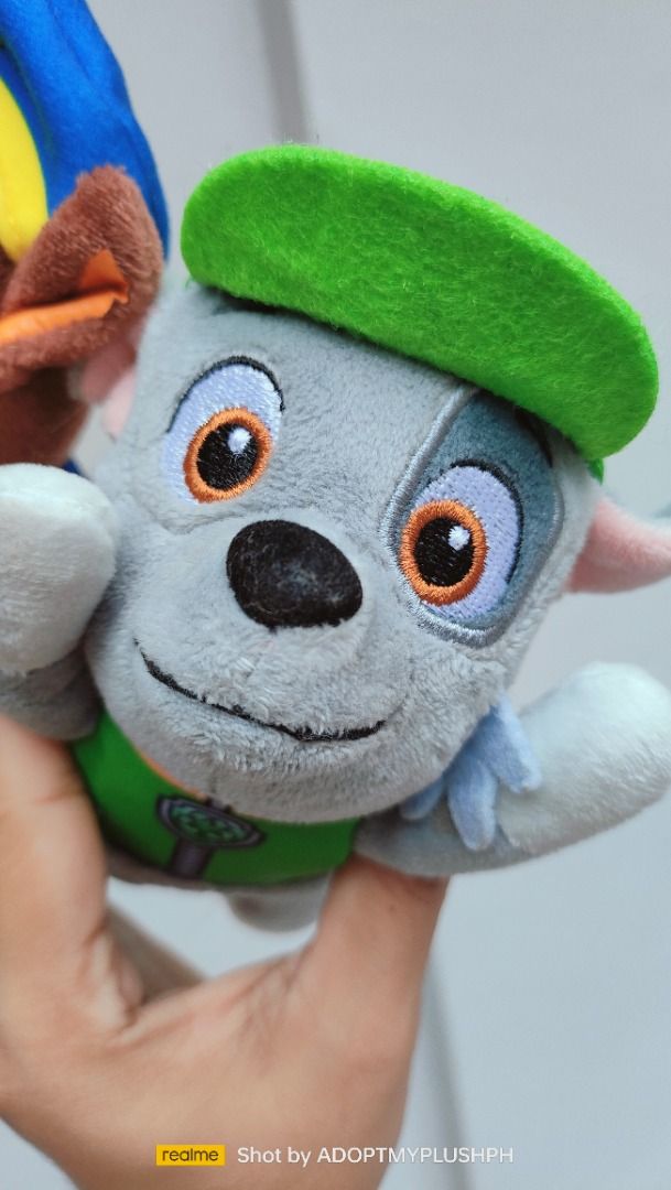6" FuRyu PAW Patrol nesoberi plush toys, Size S (Category: Toys & Games) located in Taguig. Submitted by adopt.my.plush.ph (Listing ID 1441742925, Image 3). Description: ‼️Last Price (LP) Posted *as is, WYSIWYG NWOT FuRyu PAW Patrol plush toys featuring character Chase in his police uniform and Rocky in his green recycler uniform. Both plush toys are in a cute "lying down" or "nesoberi" pose. The toys are approximately 16 cm (about 6 inches) long