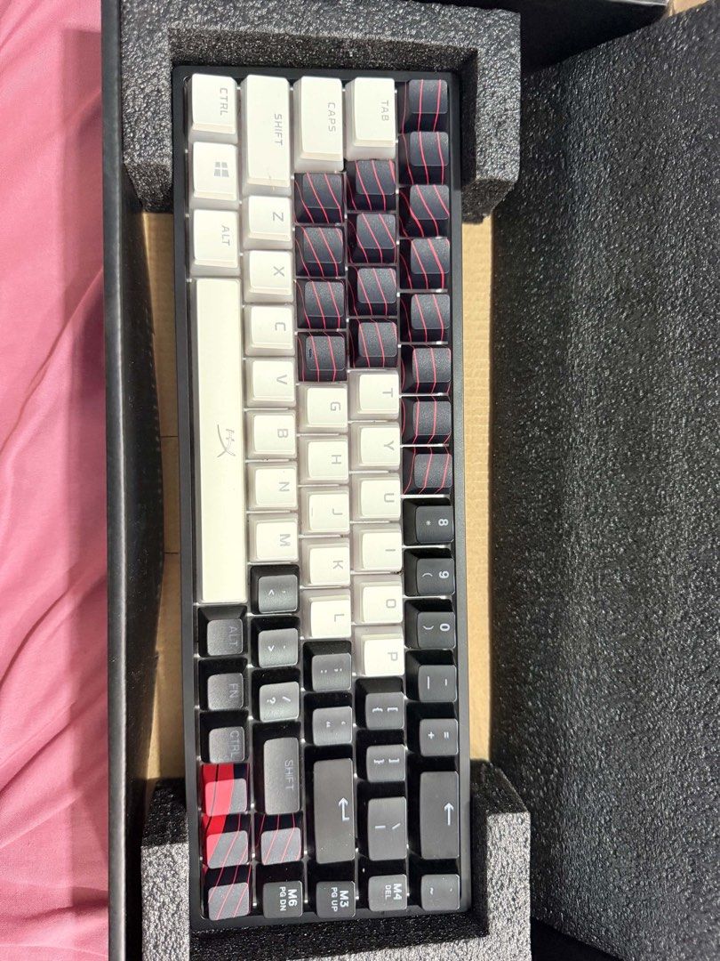 Akko 3068 V2 RGB Mechanical Keyboard (Category: Computer Keyboard) located in Pasig City. Submitted by saivaldez_ (Listing ID 1441718669, Image 2). Description: Akko 3068 V2 RGB mechanical keyboard - Replaced with Akko Fairy Silent Switches - Comes with original box Inclusions: - White Keycaps: Hyper X - Black and Red Keycaps: Attack Shark - Black Keycaps: Stock Akko - Complete Stock Keycaps - Hyper X USB-C Coiled Cable (red) rfs: need funds (sli