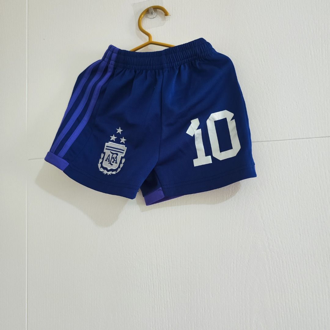 Argentina Messi #10 Football Jersey and Shorts Set (Category: Activewear) located in Caloocan City. Submitted by cruzammarie-21176 (Listing ID 1441605649, Image 3). Description: bought from Greenhills for 700, Not branded Worn once Fits 2-3 yo .