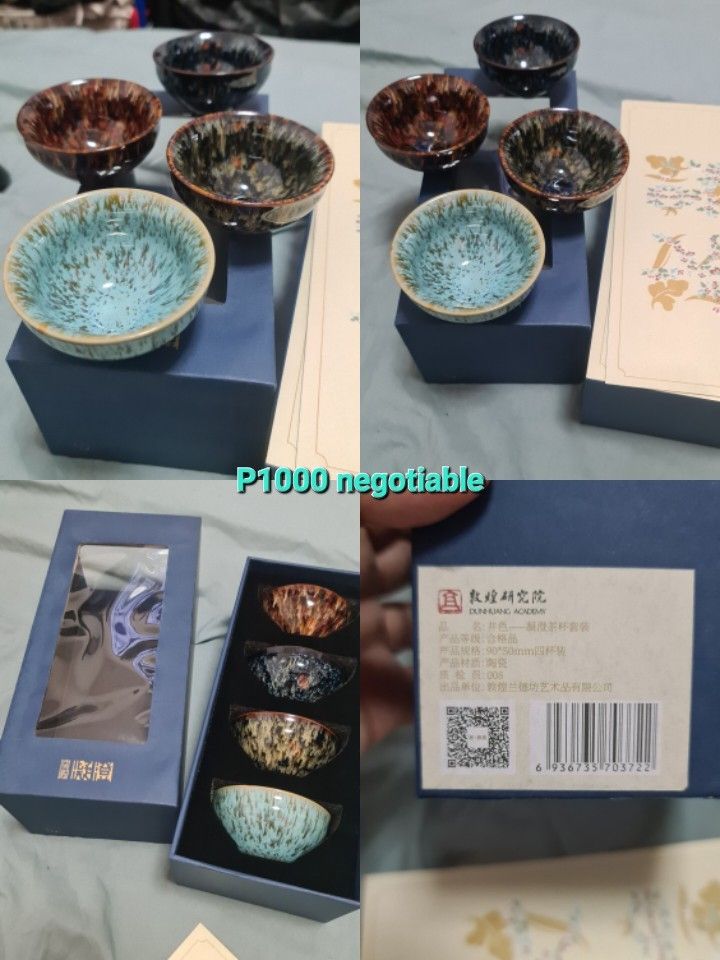 Authentic Chinese Tea Cup set (Category: Coffee & Tea Tableware) located in San Pedro. Submitted by alecRM (Listing ID 1441687894, Image 1). Description: Authentic Chinese Tea Cup Set Ceramic Enamel Made by Dunhuang Academy 90x50mm P1000 RFS: decluttering Payment Method: GCash/Gotyme/BDO Shipping at Buyer's Expense: LBC/Grab/Lalamove Meetups: San Pedro Laguna Area, Alabang Festival, One Ayala.